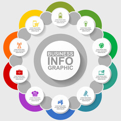 Leinwandbilder - Flat design business diagram, info graphic vector  template with 10 options