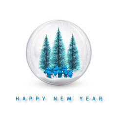 Wall Mural - festive christmas background. christmas pine tree and shiny glitter glowing christmas balls. vector 