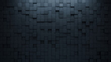 Futuristic, High Tech, Dark Background, With A Square Block Structure. Wall Texture With A 3D Cube Tile Pattern. 3D Render