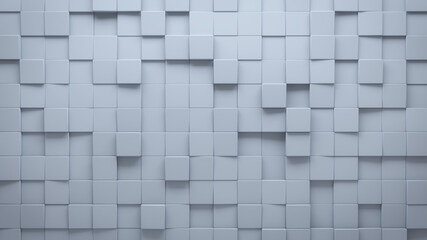 Futuristic, High Tech, light background, with a square block structure. Wall texture with a 3D cube tile pattern. 3D render