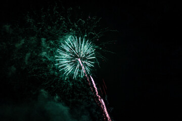 Abstract colorful fireworks at night background