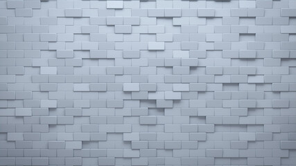 Futuristic, High Tech, light background, with a offset rectangular block structure. Wall texture with a 3D rectangle tile pattern. 3D render