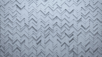 Futuristic, High Tech, light background, with a herringbone block structure. Wall texture with a 3D parquet tile pattern. 3D render