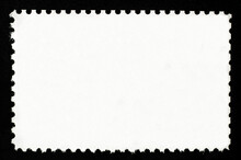 Blank Postage Stamp Template.  White On Black.