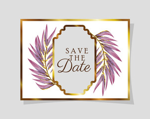 Poster - invitation letter with purple leaves decoration