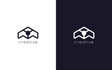 Wall Mural - abstract future letter AM with polygon logotype, creative vector based icon template