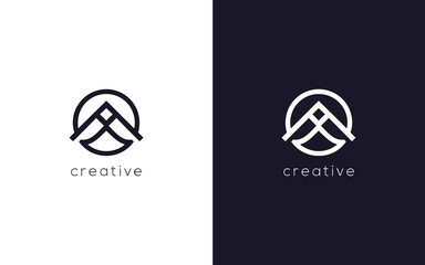 simple letter A with linear logotype, creative vector based icon template