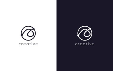 simple line with dot and circle connection logotype, creative vector based icon template