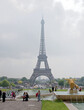 © aleks - View of the bridge Jena and the Eiffel Tower. In the foreground, tourists are photographed in the background of the tower