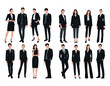 © Wanida - Vector of young businessman and women with suit, Business people, group of men and women, wearing working outfit, standing in white background