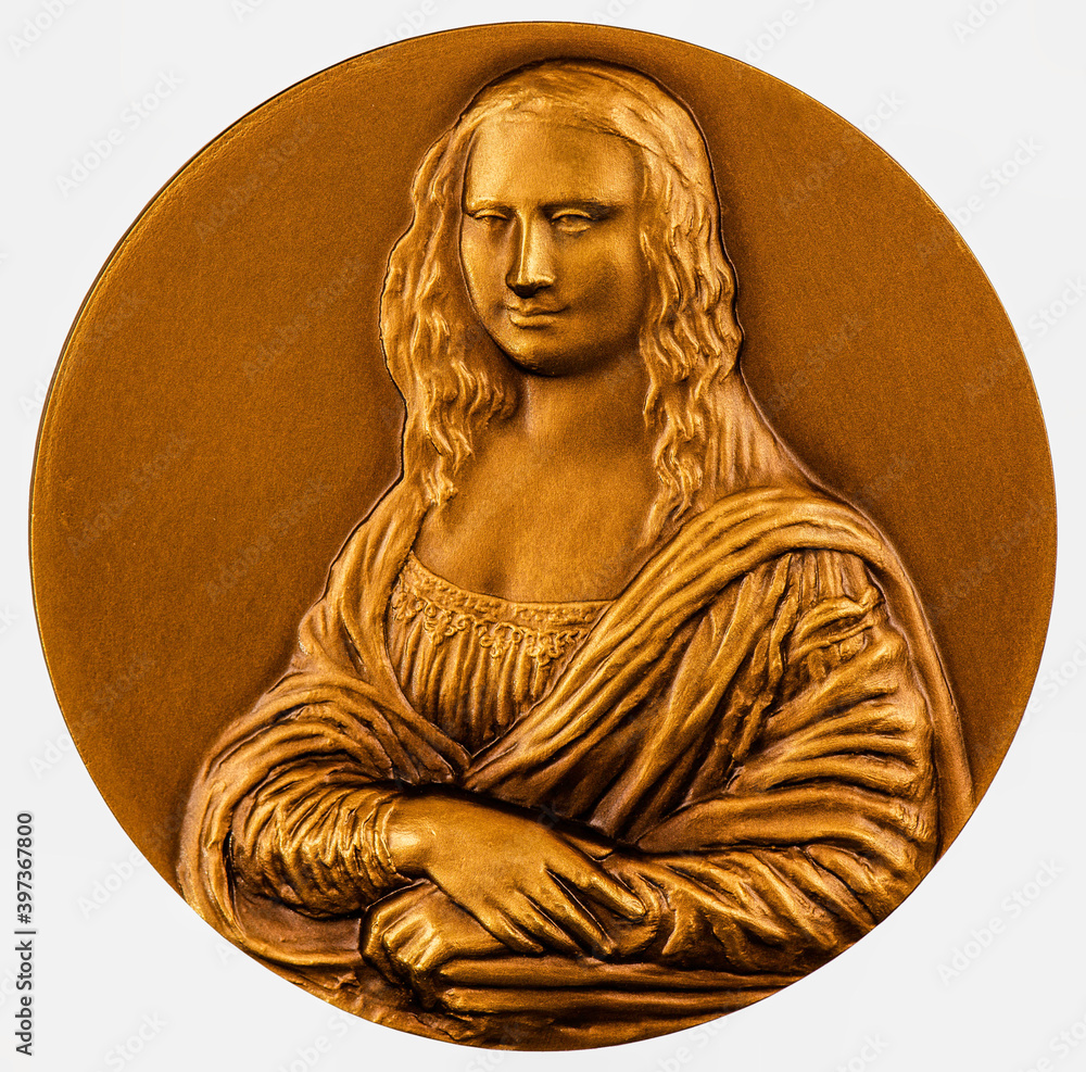 Commemorative coin Lisa del Giocondo Detail of Mona Lisa (1503-1506) by  Leonardo da Vinci, Louvre Born Lisa Gherardini June 15, 1479. の Stock フォト |  Adobe Stock