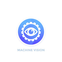 Sticker - Machine vision icon, computer visual recognition vector