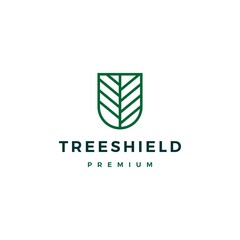 Wall Mural - tree shield logo vector icon illustration