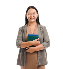 Poster - Asian female teacher on white background