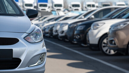 Wall Mural - Cars in a rows. Used car sales