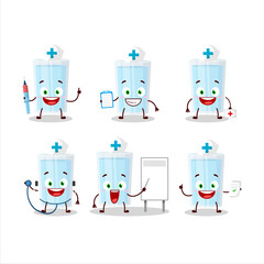 Canvas Print - Doctor profession emoticon with glass of water cartoon character