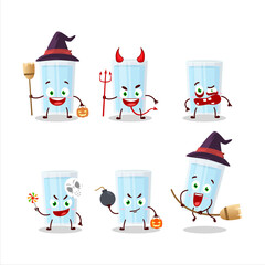 Sticker - Halloween expression emoticons with cartoon character of glass of water