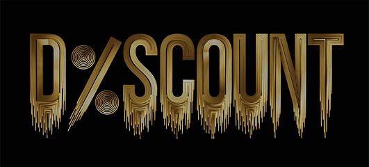 Wall Mural - Discount Calligraphic Gold Text shopping poster vector illustration Design.