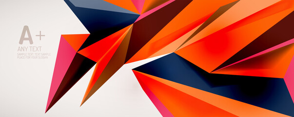 Vector triangle geometric backgrounds. Low poly 3d shape on light backdrop. Vector illustration for covers, banners, flyers and posters and other designs