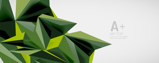 Vector triangle geometric backgrounds. Low poly 3d shape on light backdrop. Vector illustration for covers, banners, flyers and posters and other designs