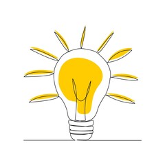 Wall Mural - Continuous line drawing of idea light bulb vector illustration