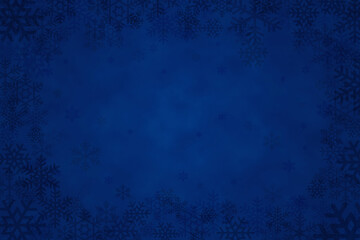 Wall Mural - Blue Christmas background with snowflakes. Christmas and New Year illustration usable for greetings or holidays template, with copy space for text.