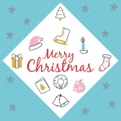 Wall Mural - merry christmas icon set in frame vector design