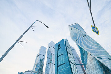 Wall Mural - Modern skyscraper architecture. Moscow international business center Moscow city building against the sky, Russia.