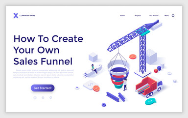 Wall Mural - Isometric Landing Page Concept