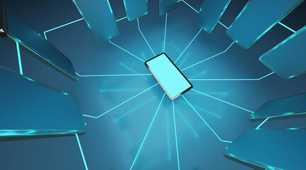 Wall Mural - connection on social network online concept. and business communication concept