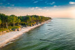 Sunset on Baltic Sea in summer, aerial view of Poland