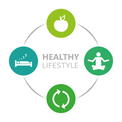 Wall Mural - healthy lifestyle icons sleep apple yoga heart sport vector illustration EPS10