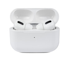 Wireless In-ear Headphones In Charging Case Isolated