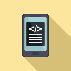 Testing smartphone software icon. Flat illustration of testing smartphone software vector icon for web design