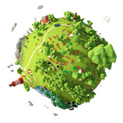 Green planet Summer 3d illustration