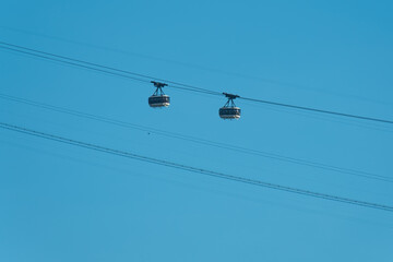 Two Cable Cars of the Sugarloaf Mountain in Rio de Janeiro, Brazil