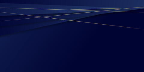 Abstract template dark blue luxury premium background with luxury triangles pattern and gold lighting lines