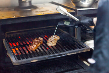 Cook fries steak