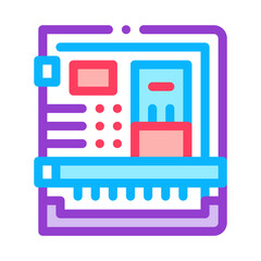 Sticker - back of computer system with ports color icon vector. back of computer system with ports sign. isolated symbol illustration