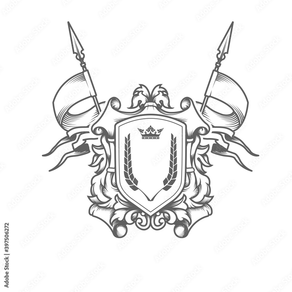 Vector de Stock Imperial coat of arms, heraldic embossed royal shield ...