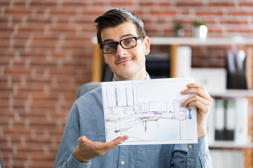 Interior Designer Showing Sketch In Video Conference