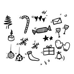 hand drawn doodle christmas element illustration icon isolated background