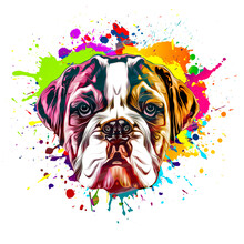 Boxer Dog With Splashes Art Design