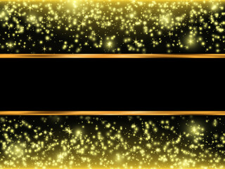 Wall Mural - Falling Stars. Gold glitter texture on black background. Vector illustration