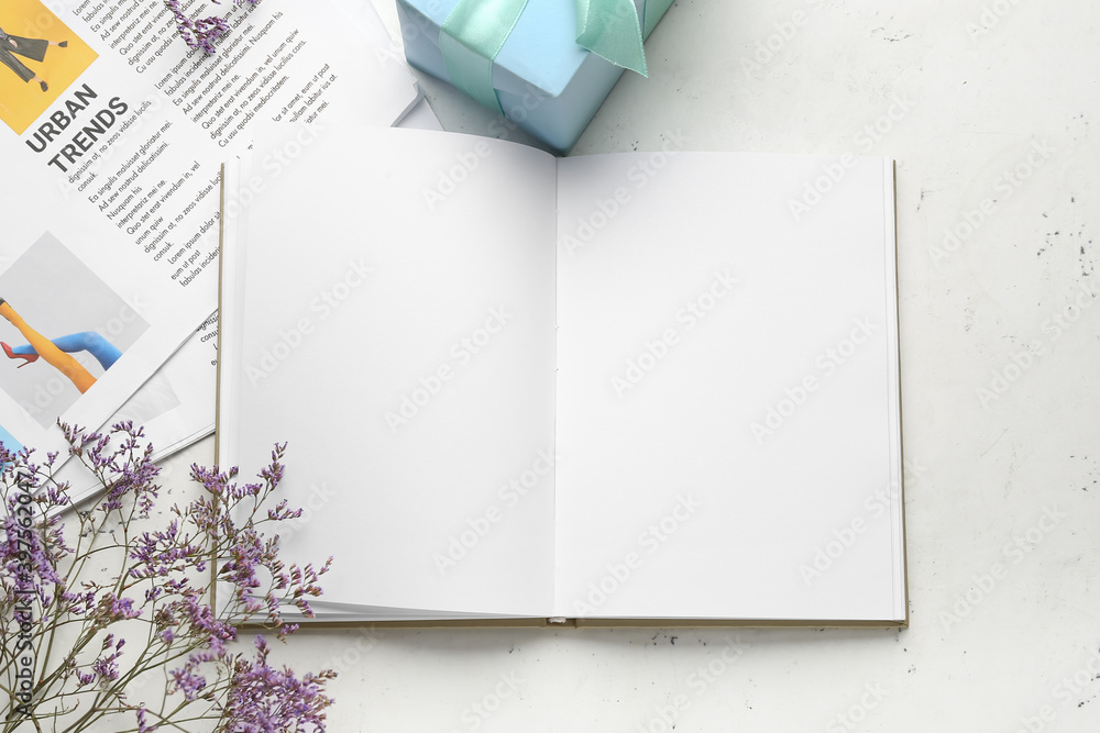 Blank book on white background