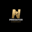 Letter N Tiger, Predator Logo Design Vector