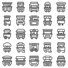 Canvas Print - Hot dog cart icons set. Outline set of hot dog cart vector icons for web design isolated on white background