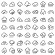 Cloudy weather icons set. Outline set of cloudy weather vector icons for web design isolated on white background