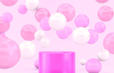 Fototapete - Winter Christmas scene with a podium backdrop for product display. 3d render.