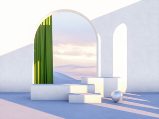 Aufkleber - Winter Christmas scene with a podium backdrop for product display. 3d render.